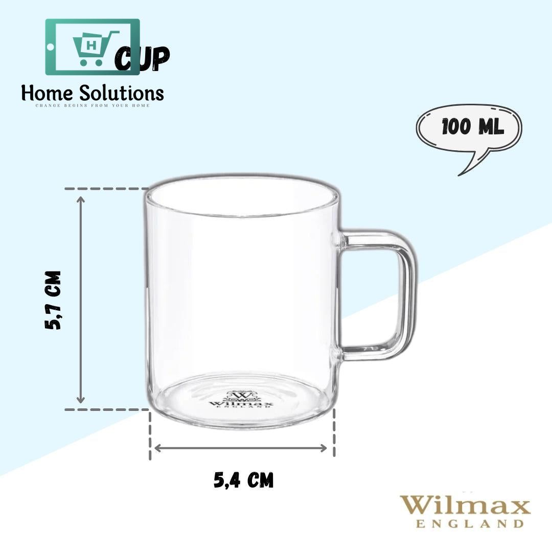 Wilmax Double Wall Thermo Glass Mug – 100 ml | Single Piece