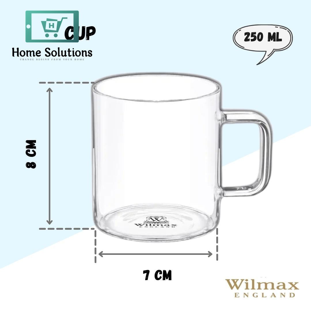 Wilmax Double Wall Thermo Glass Cup – 250 ml (8 oz, Single Piece)