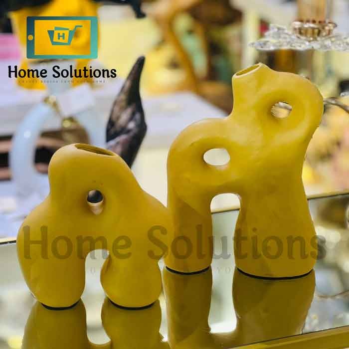 Yellow Ceramic Mountain Vases  | Modern Decor