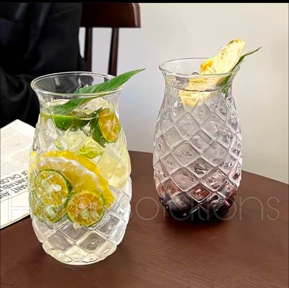 Pineapple Shape Borosilicate Glass with Glass Straw