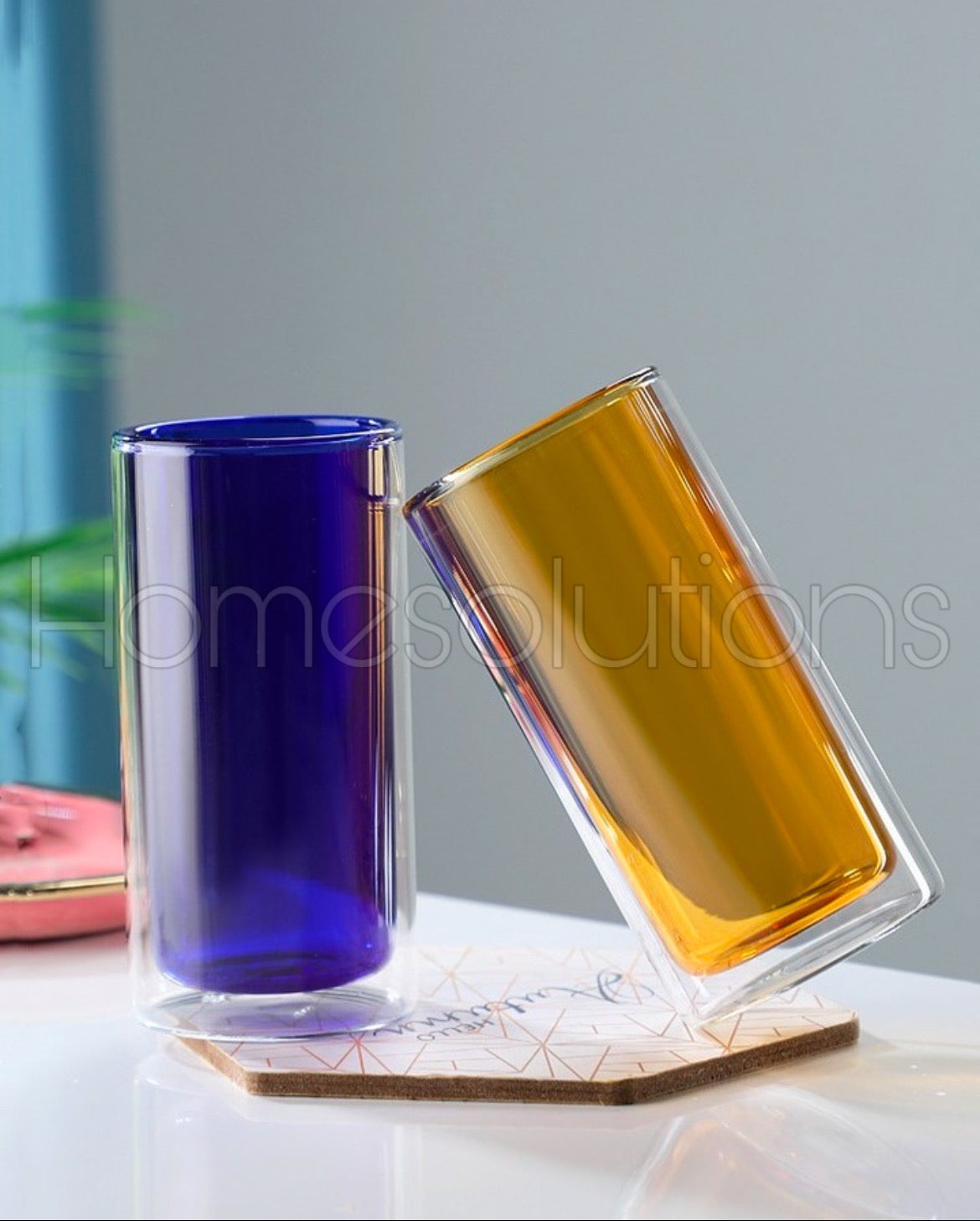 Colorful Double Wall Cylindrical Glass - 400ml