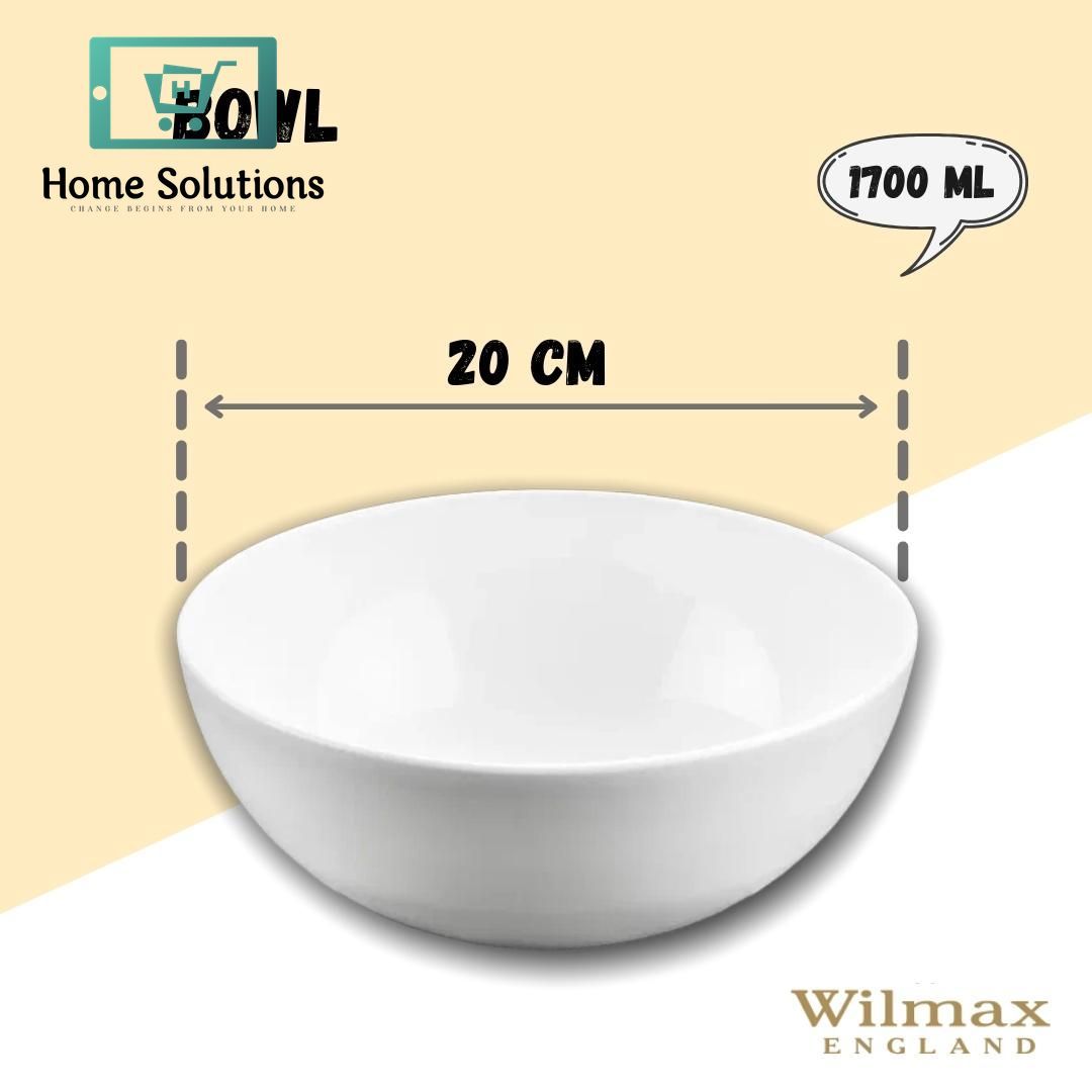 Wilmax England Fine Porcelain Bowl 8" | 20 cm | 1700 ml Large Serving Bowl