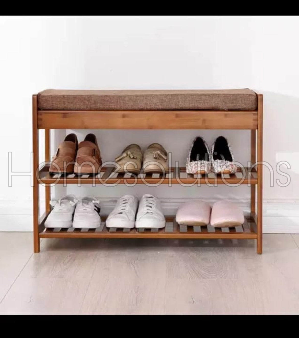 Wooden Shoe Rack with Sitting Option