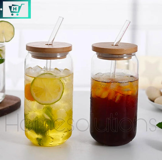 Ice Tea Glass with Glass Straw - 500ml