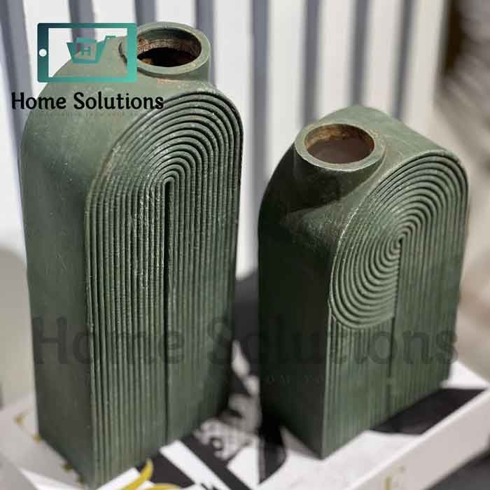 Arched Ribbed Vases -Modern  Decor Green