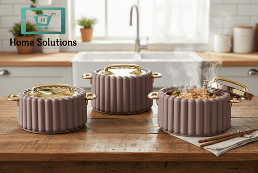 Elegant 3Pcs Hot Pot Set | Keeps Food Warm & Stylish