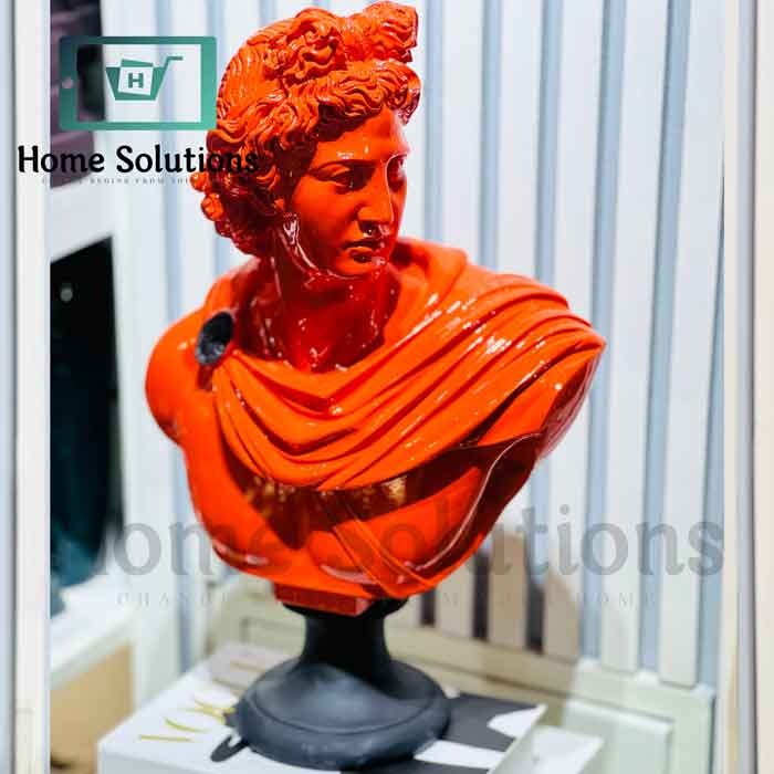 Big Orange David Bust - Bold Home Decor - Artistic Statue
