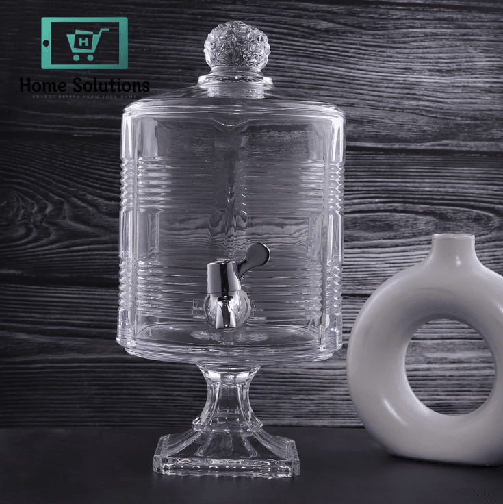 Glass Juice Dispenser with Stand & Glass Lid 4.5-Liter – Elegant Beverage Server