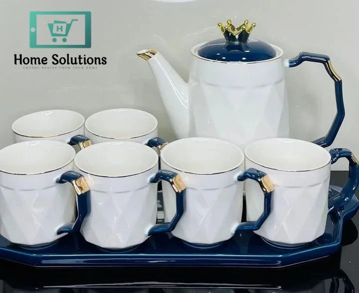 Premium Coffee Set 9-Piece  – Elegant Cups, Saucers & Tray