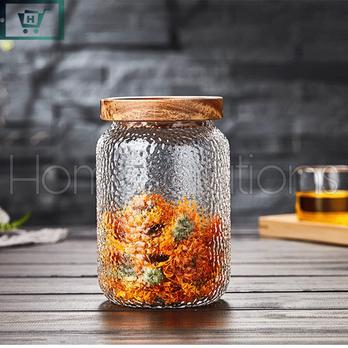 Hammered Grain Airtight Glass Jar - 750ml