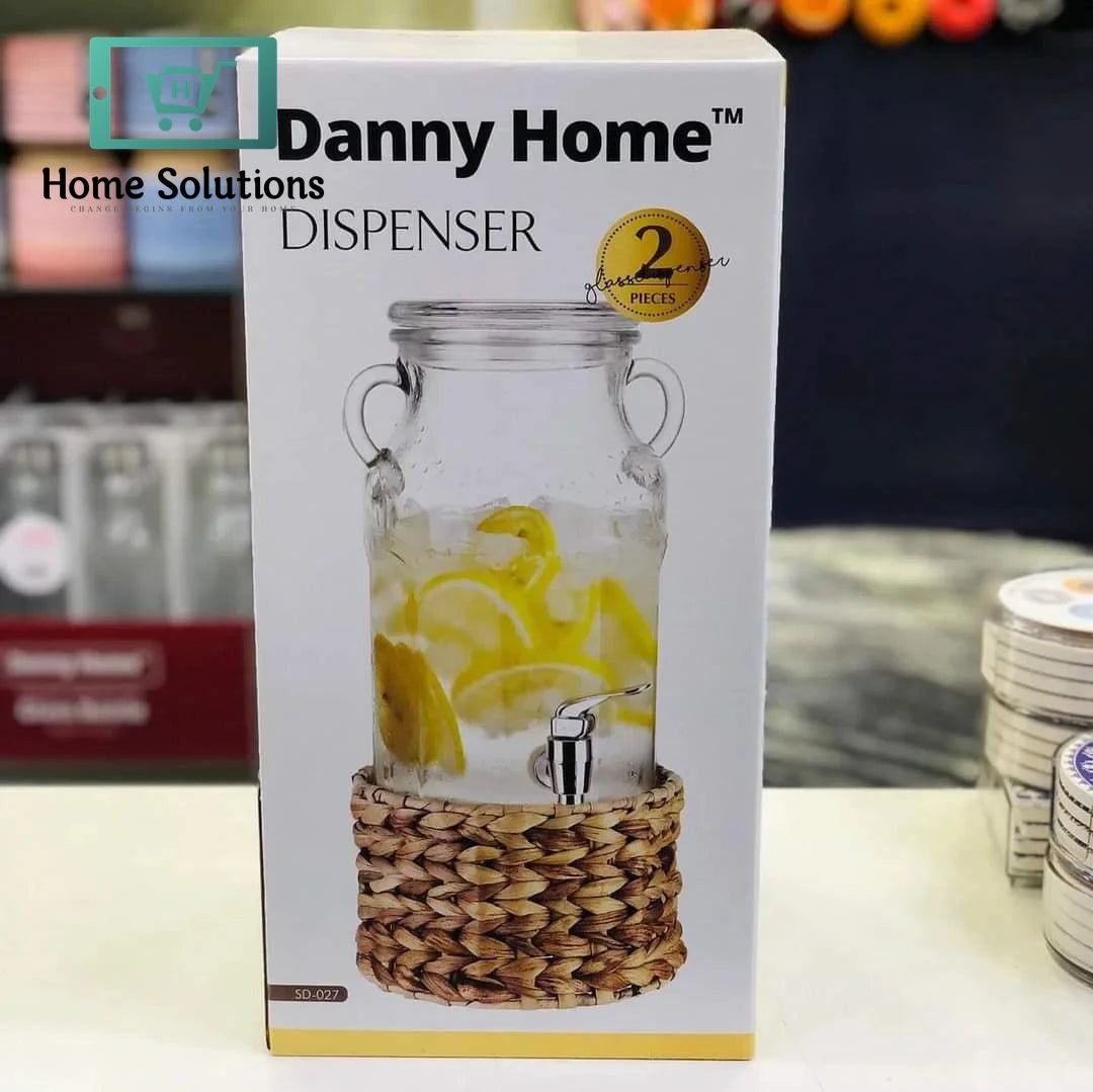 Danny Home 3100ml Glass Dispenser with Tap & Handwoven Stand