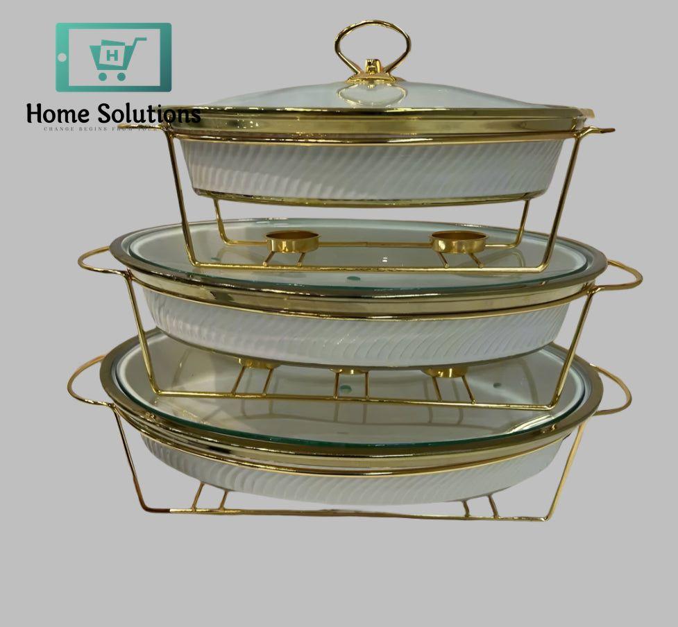 Luxury Oval Porcelain Chafing Dish – Elegant Buffet Food Warmer