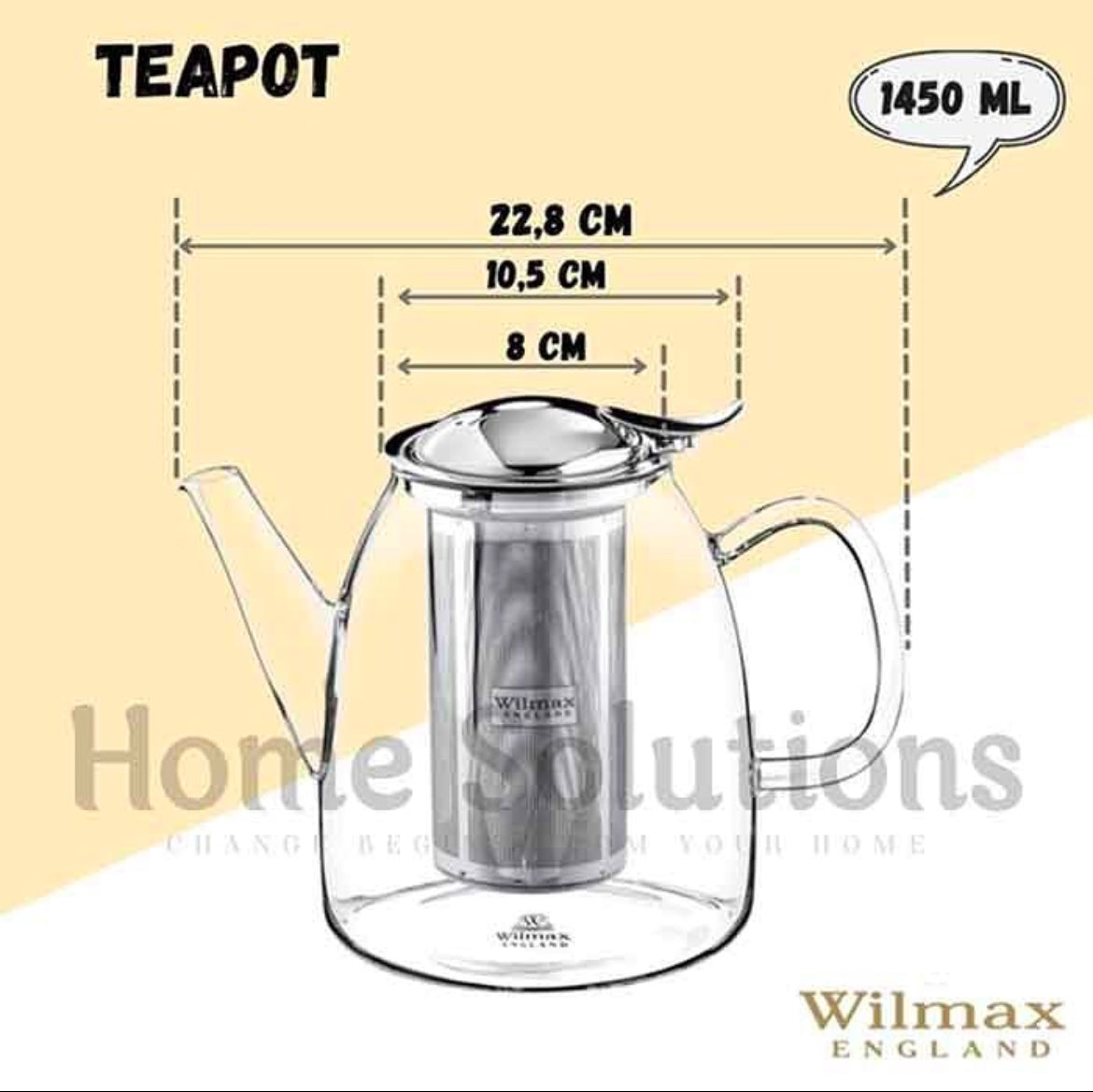 WILMAX Fire Proof Glass Kettle with Stainless Steel Infuser