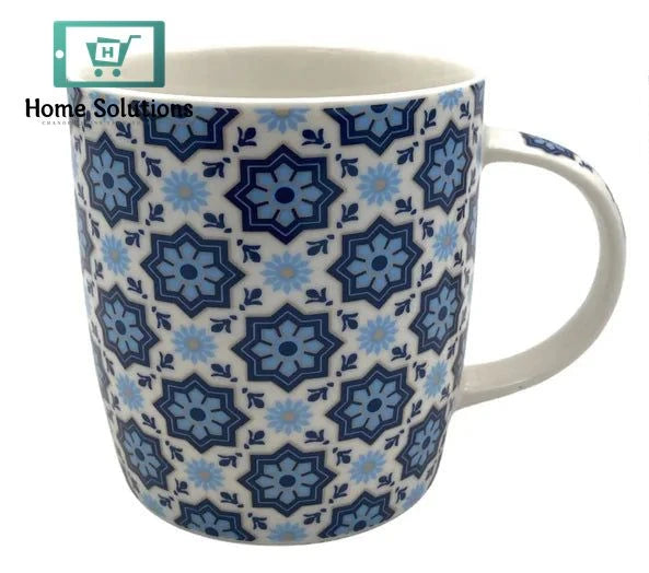 Porcelain Mug with Blue Moroccan Pattern – 350 ml Elegant Drinkware