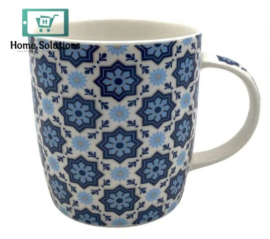 Porcelain Mug with Blue Moroccan Pattern – 350 ml Elegant Drinkware
