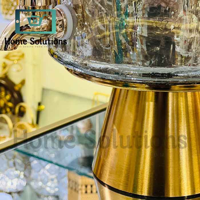 Handmade Turkish Double-Tier Chipped Glass Dispenser with Solid Brass Base & Lid