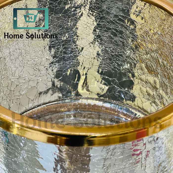 Handmade Turkish Double-Tier Chipped Glass Dispenser with Solid Brass Base & Lid