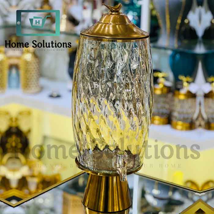 Handmade Turkish Glass Dispenser with Solid Brass Base & Lid