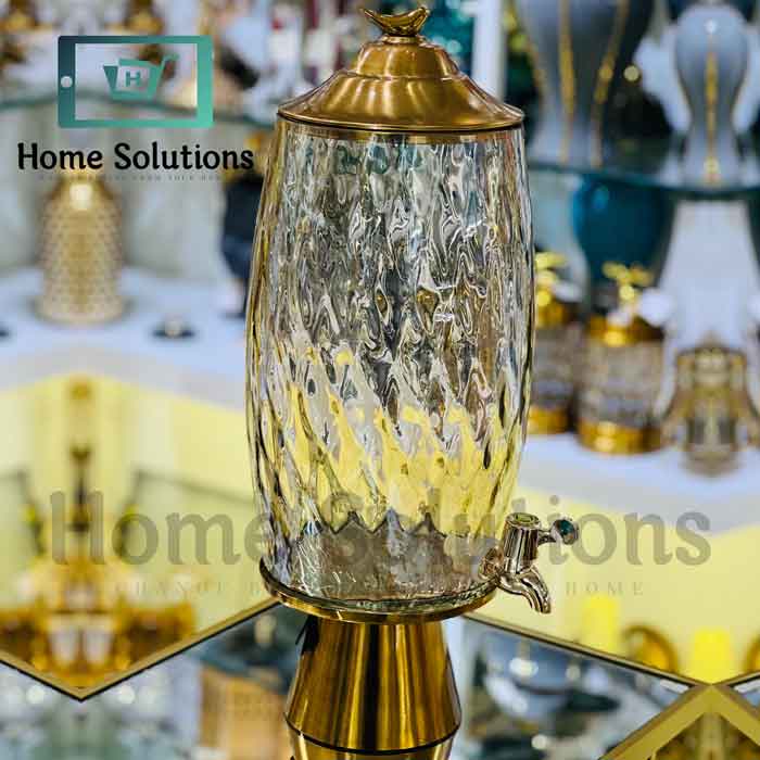 Handmade Turkish Glass Dispenser with Solid Brass Base & Lid