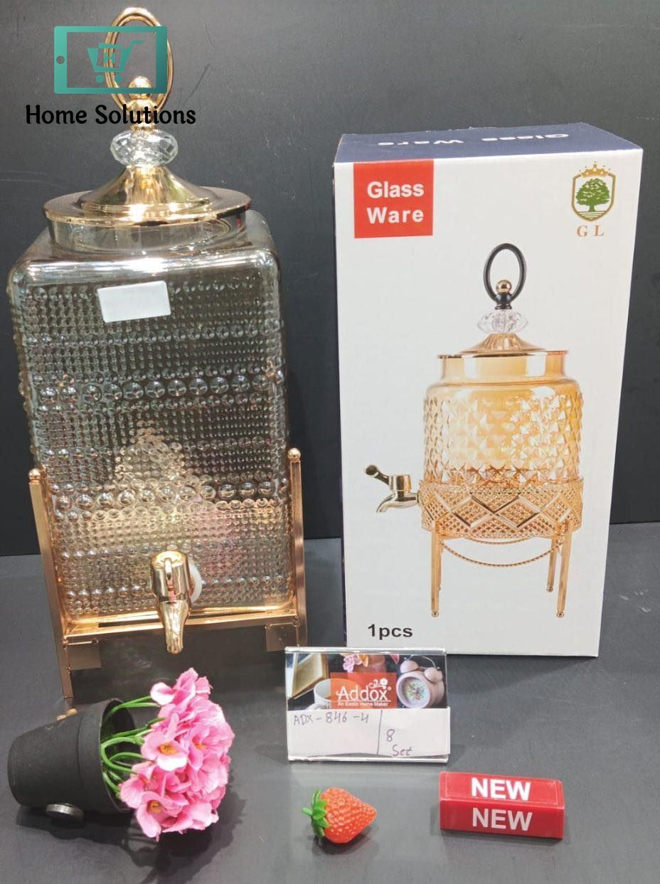 Gold-Trimmed Glass Drink Dispenser – 4 Ltr Elegant Server