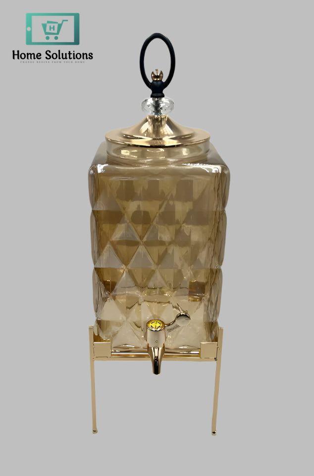 Gold-Trimmed Glass Drink Dispenser – 4 Ltr Elegant Server