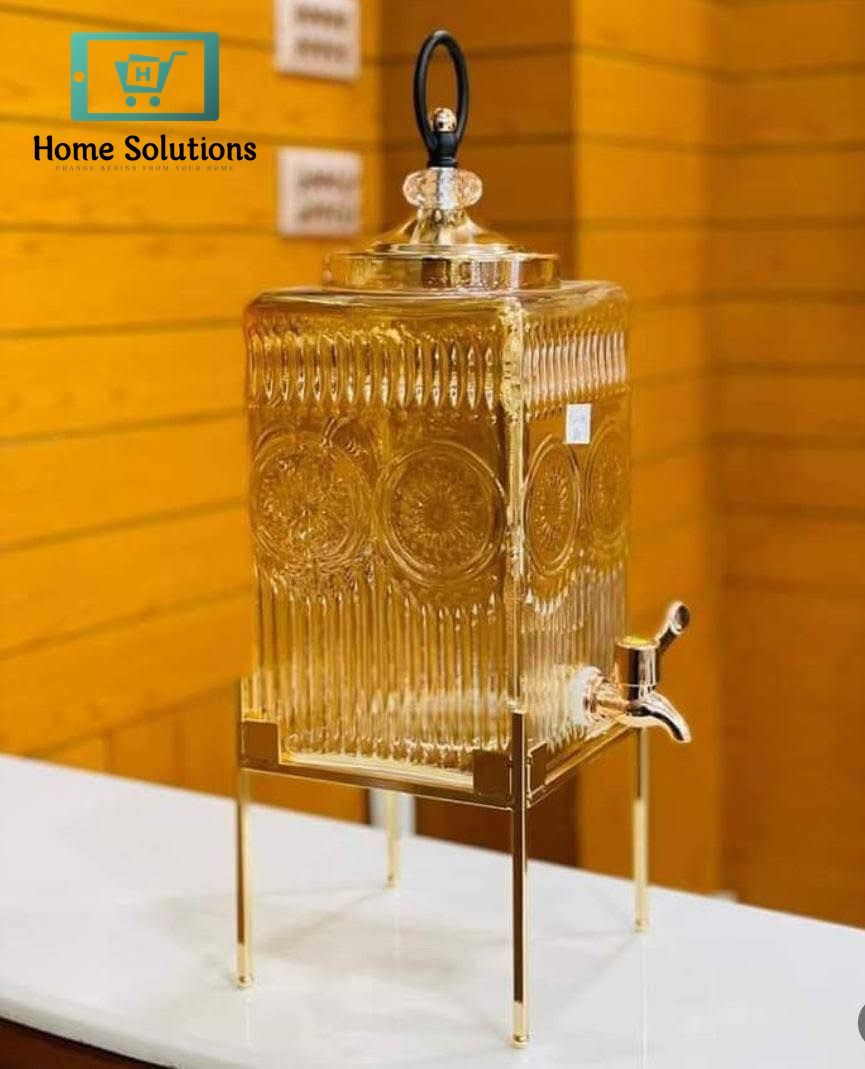 Gold-Trimmed Glass Drink Dispenser – 4 Ltr Elegant Server