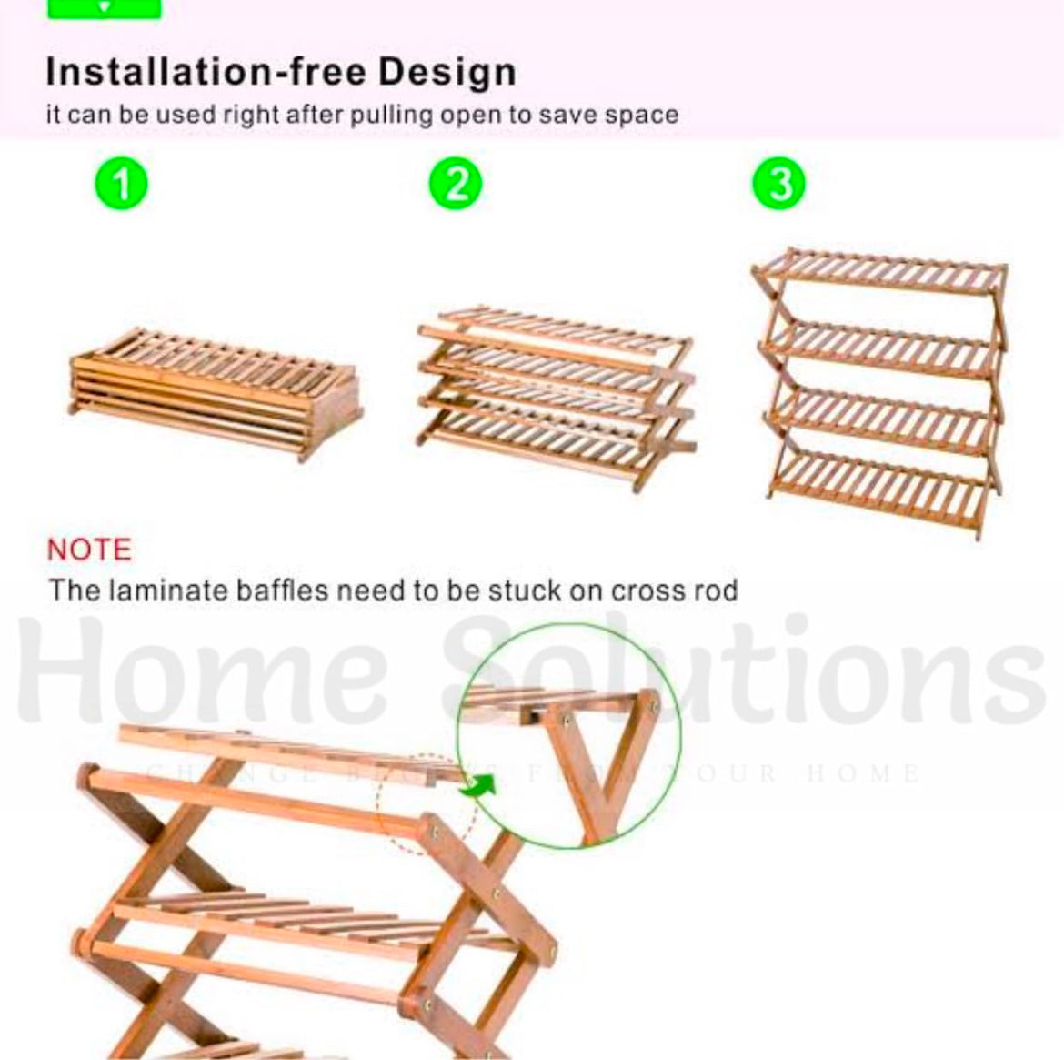 Wooden Foldable Shoe rack - 3 Layer