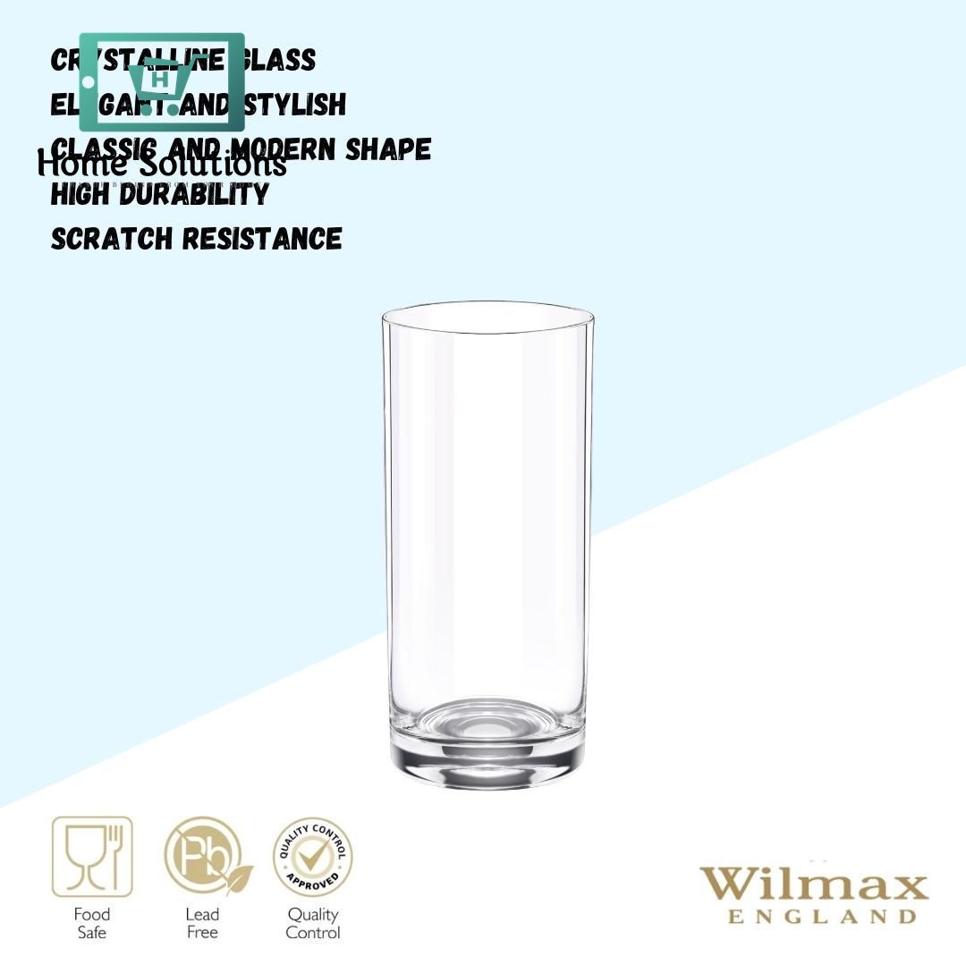 Wilmax Longdrink Glass Set – 390 ml | Set of 6 Crystal Clear Glasses