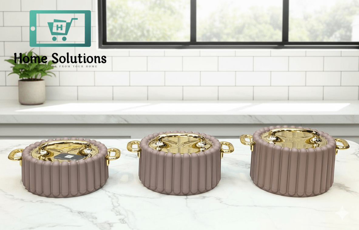 Elegant 3Pcs Hot Pot Set | Keeps Food Warm & Stylish