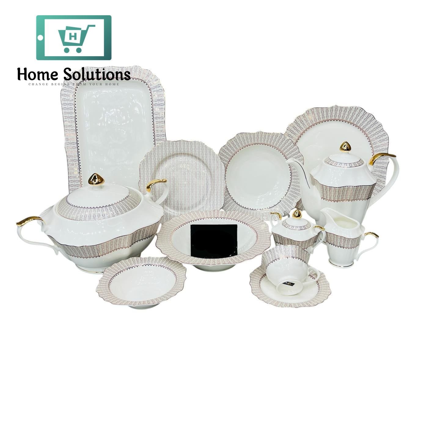 Square Dinner Set 61-Piece – Modern Tableware for 8 Persons