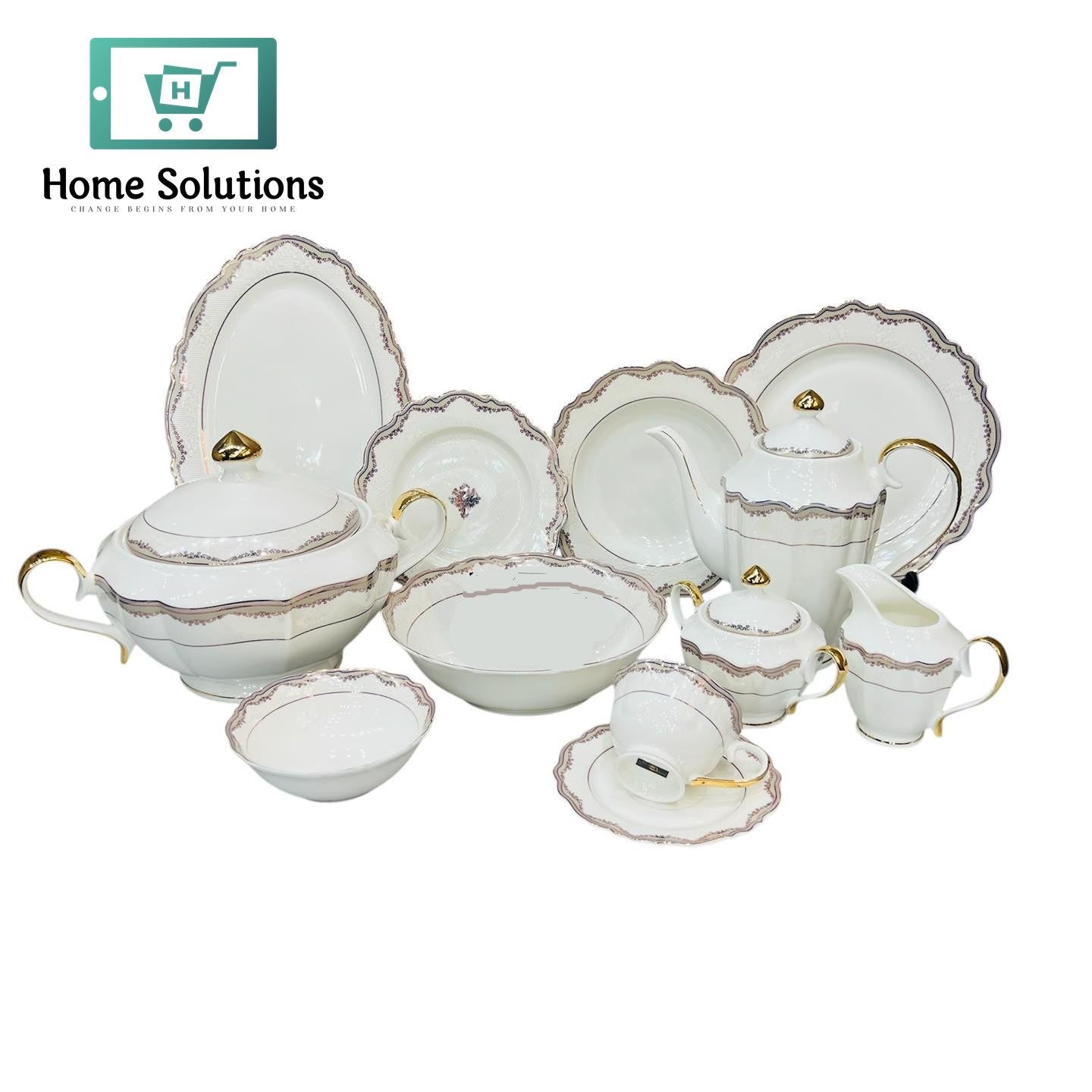 Premium Round Dinner Set 61-Piece – Stylish Serving for 8 Persons