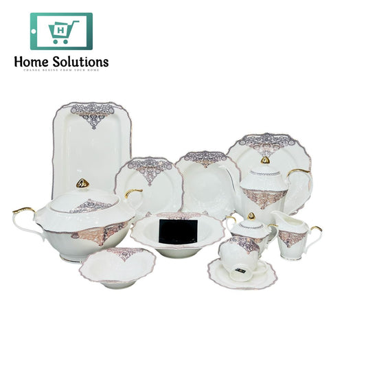 Square Dinner Set 61-Piece – Modern Tableware for 8 Persons