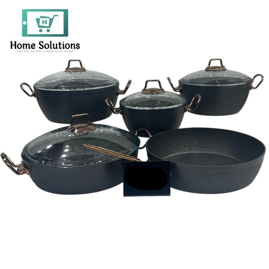 Premium Non-Stick Cooking Set – 9 Pcs Kitchen Essentials (Grey)