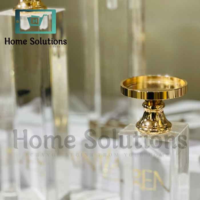 Rectangular Gold Pillar Candle Holders Set of 3 - Modern