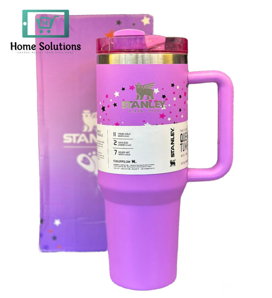 Olivia Pink Stanley tumbler with a star pattern 
