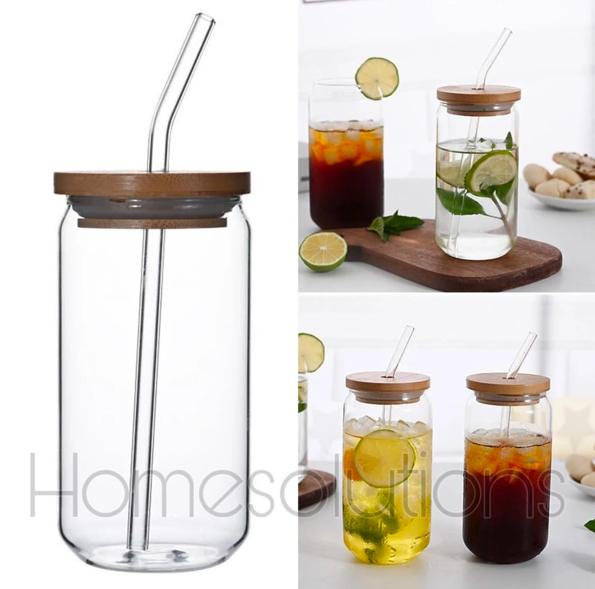 Ice Tea Glass with Glass Straw - 500ml