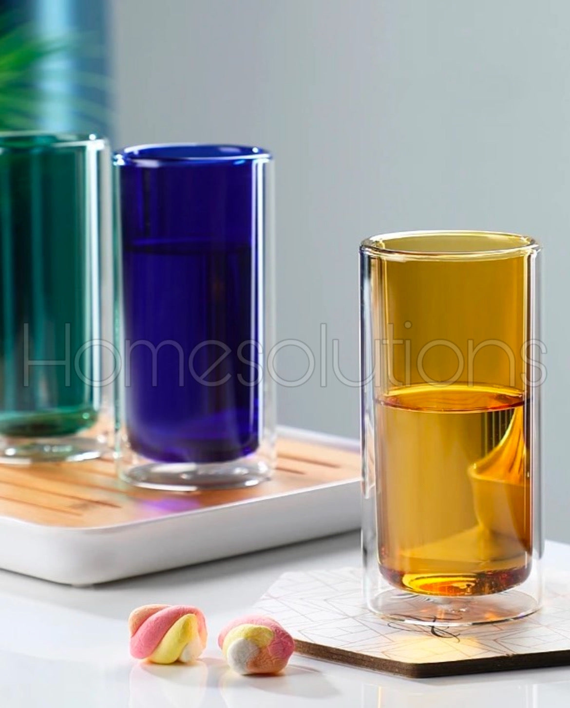 Colorful Double Wall Cylindrical Glass - 400ml