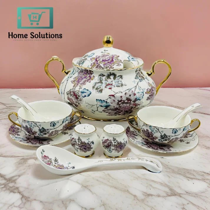 Royal Albert 23 Pcs Bone China Soup Set – Elegant Floral Serveware