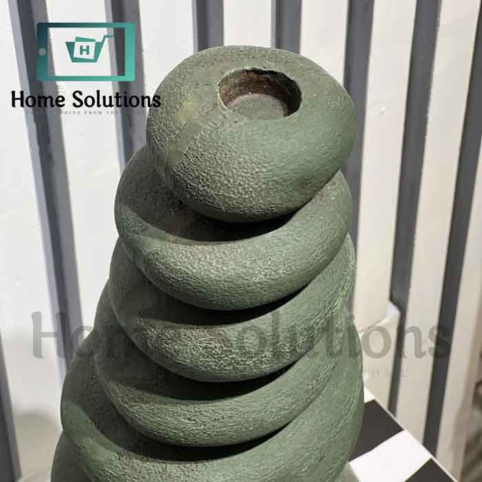 Stacked Stone Candle Holders 3Pcs - Moss Green Decor