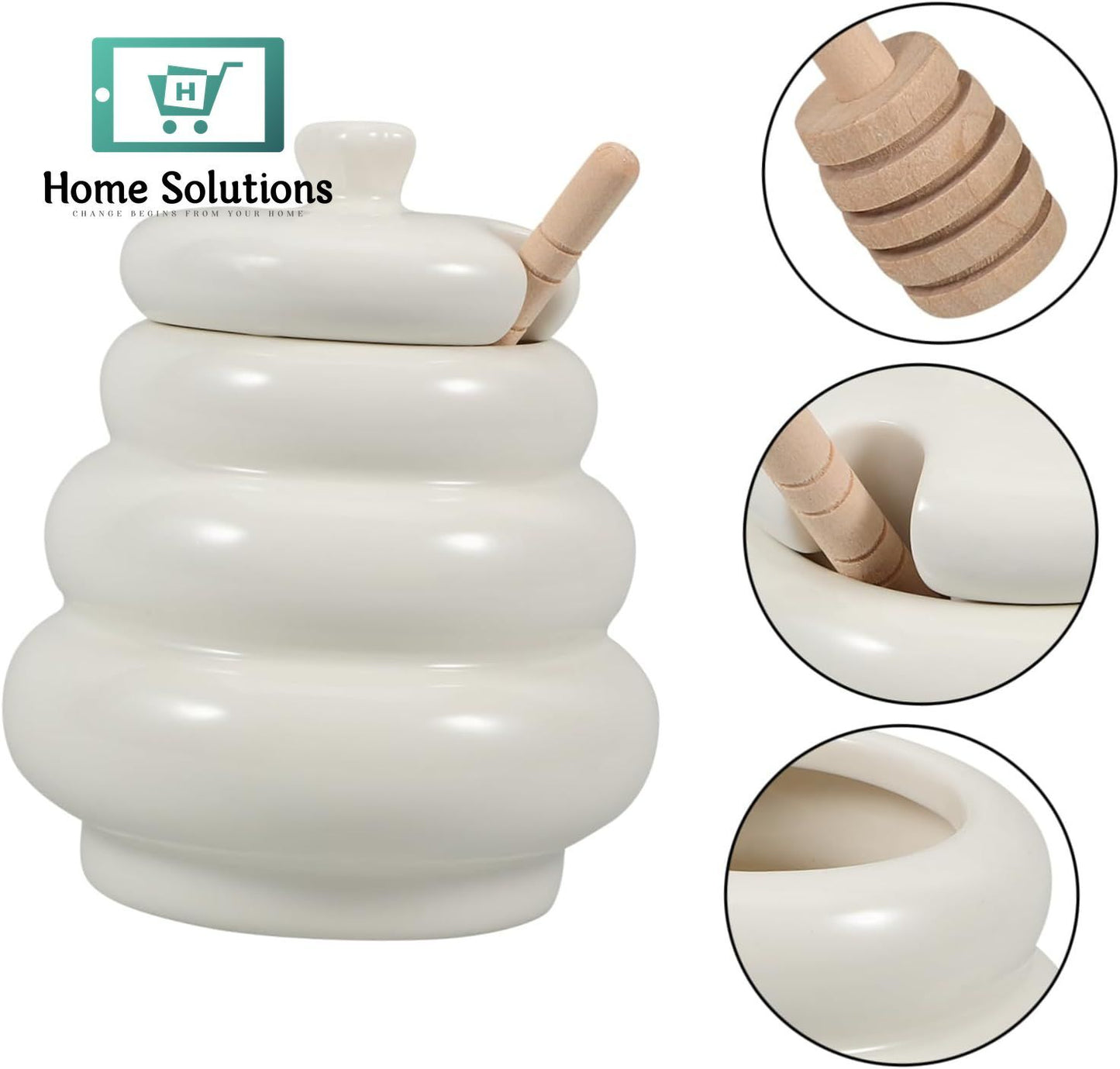 Elegant Ceramic Honey Jar with Dipper – Stylish Syrup & Honey Dispenser
