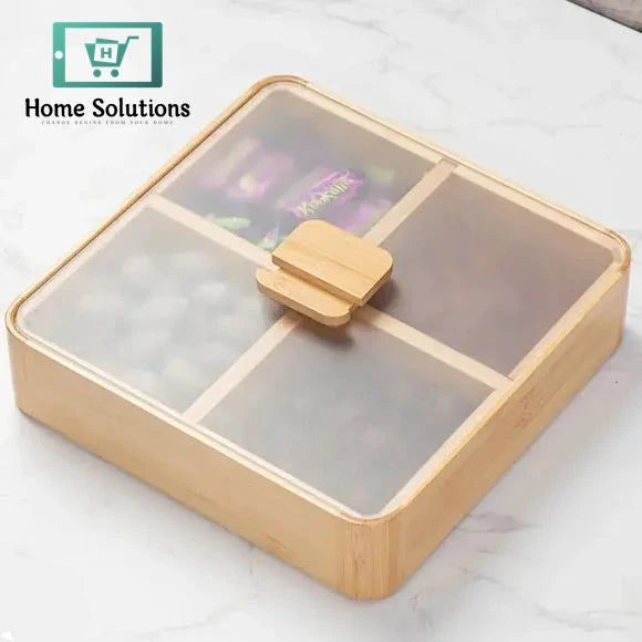 Natural Bamboo Dry Fruit Platter – Elegant Serving Tray for Snacks & Nuts