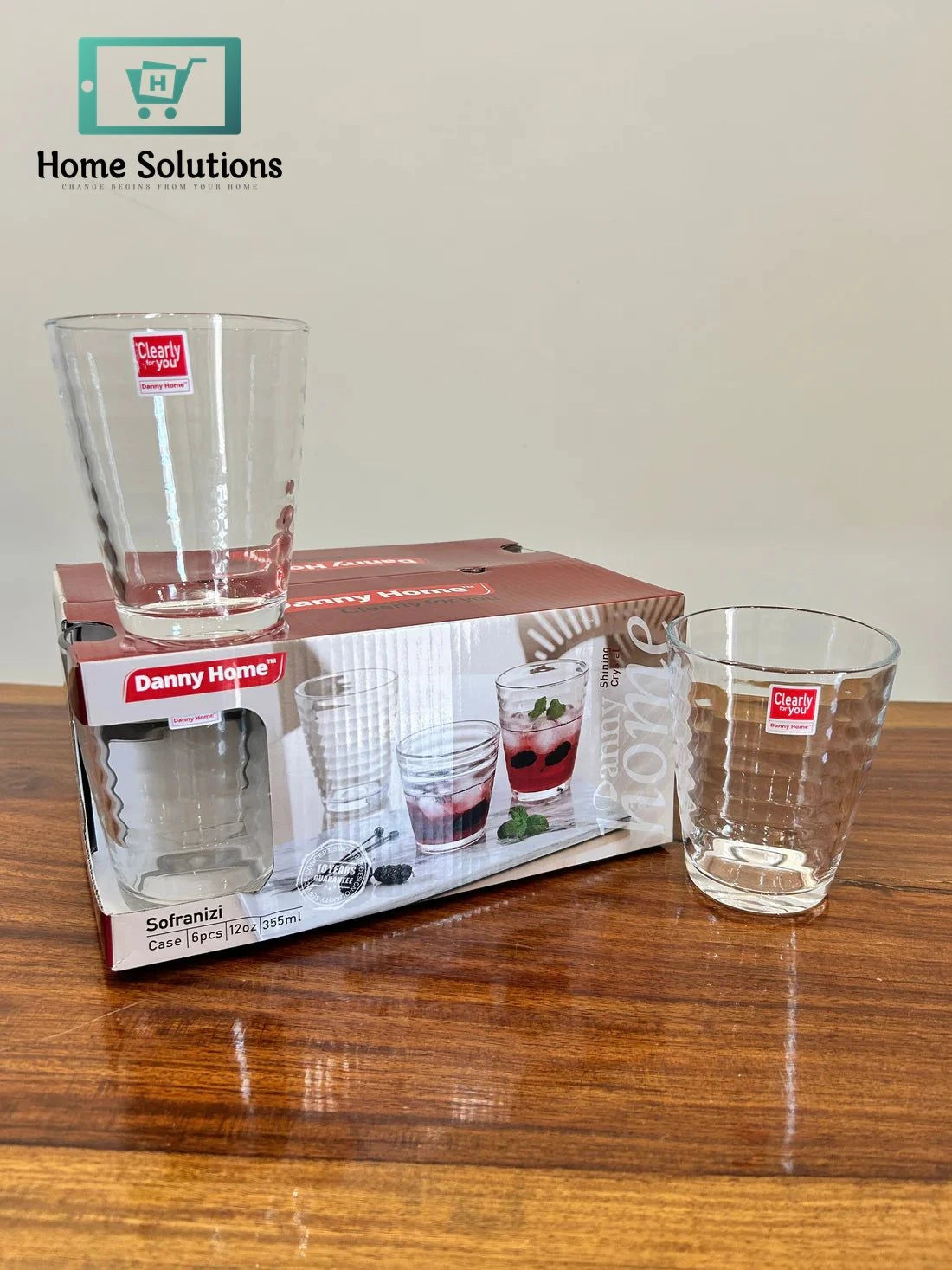 Danny Home Sofranizi Glass Set – 6 Piece Clear Drinkware (255ml)