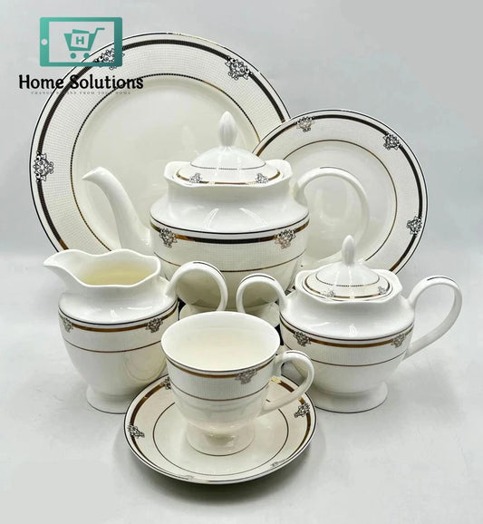 Luxury 24-Piece Fine Porcelain Tea Set – Elegant Serveware