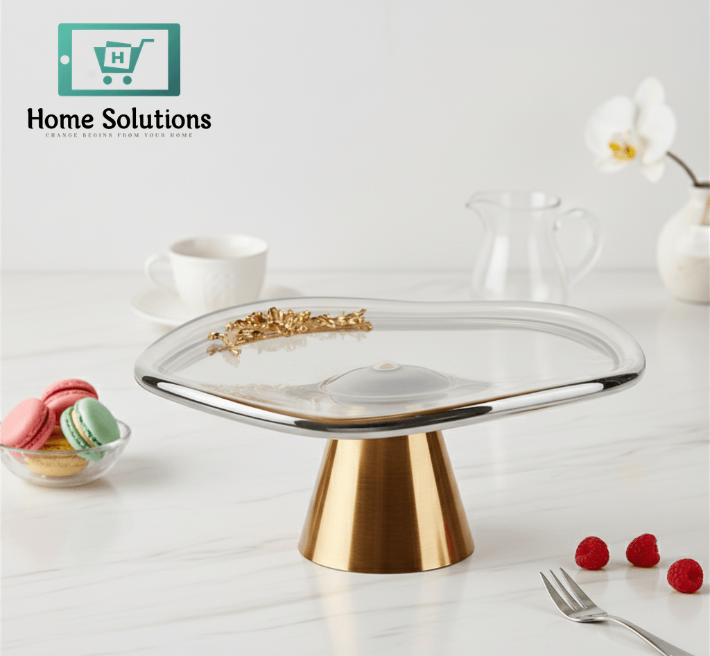 Elegant Glass & Gold Dessert Plate - 3 Sizes