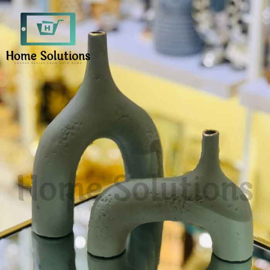 Modern Pipe Vases - Matt Grey Ceramic Decor