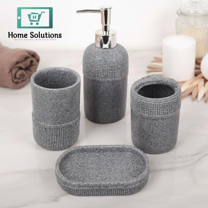 Bathroom Accessories Set of 4 – Gray Stone