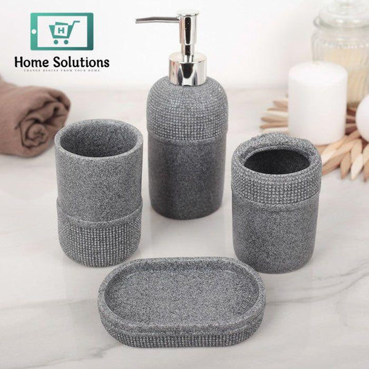 Bathroom Accessories Set of 4 – Gray Stone