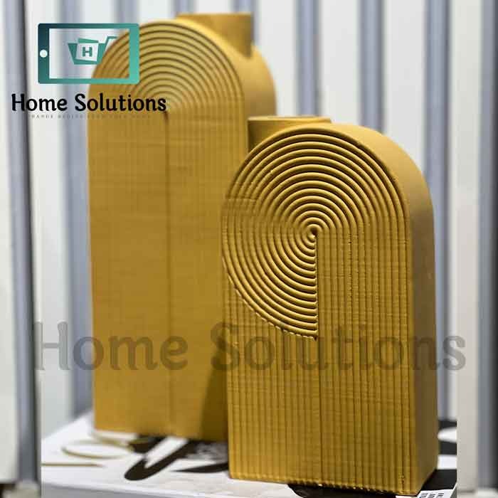 Arched Ribbed Vases - Modern Mustard Yellow Decor