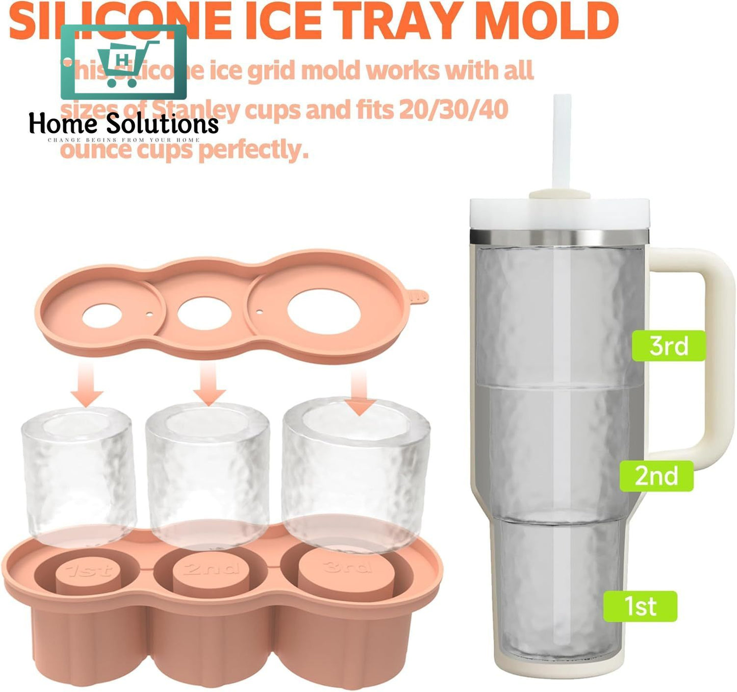 Stanley Ice Cube Mould Set with Stainless Steel Tong – Premium Silicone Tray