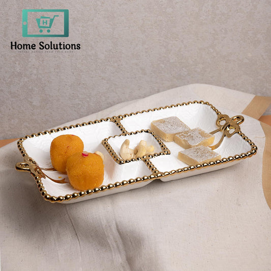 White Chip & Dip Snack Dish – Stylish, Break-Resistant Tray